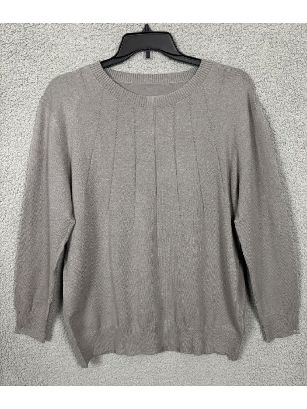 SHEWIN Womens Casual Crewneck Long Sleeve Lightweight Knit Sweater Gray 2XL NWOT